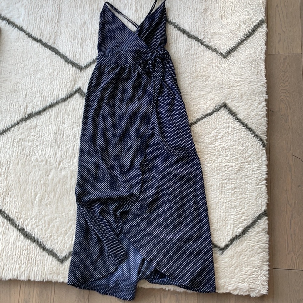 Urban Outfitter Maxi Navy Polka Dot Wrap Dress